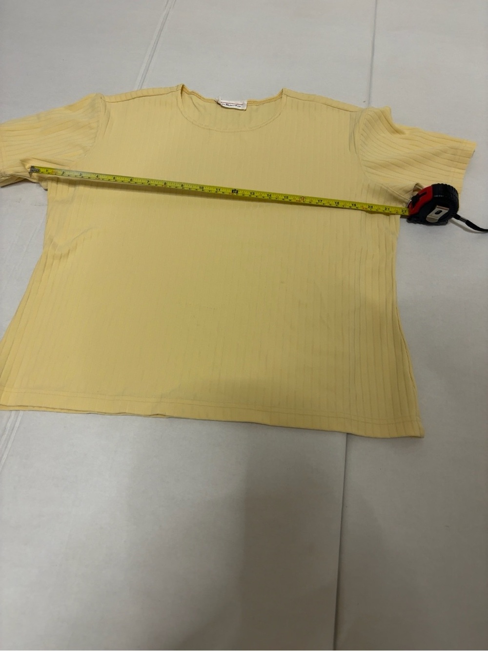 Light Yellow Ribbed Short Sleeve Top